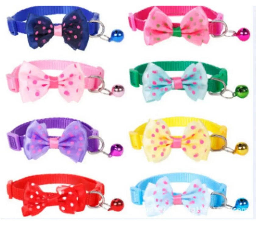 Pet Collar Adjustable Durable Cat Collars Cute Bow Kitten Necklace Soft Bell Puppy Lead Pet Product Dog Supplies Cat Accessories