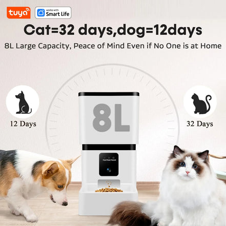 Automatic Cat Feeder with Camerawifi:33 Cups,App Control Easy Setup Cat Food Dispenser HD 1080P Video Recording Timed Pet Feeder