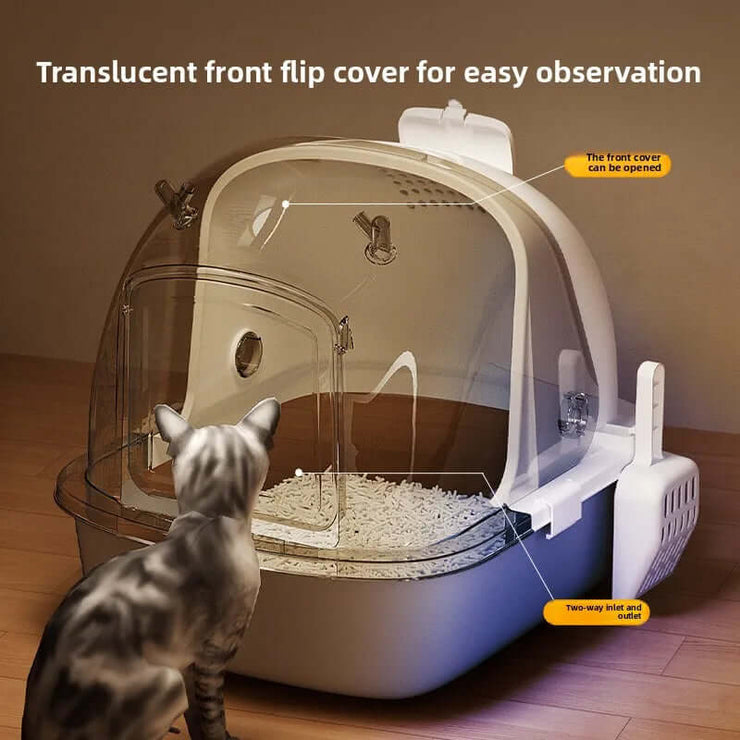 Pet Cats Large Litter Box Drawer-Type Anti-Odor Flip-Up Toilet Anti-Spatter Plastic Bedpans Cat Pet Product Cleaning Accessories