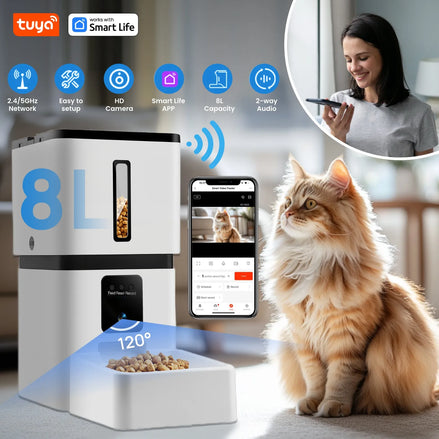 Automatic Cat Feeder with Camerawifi:33 Cups,App Control Easy Setup Cat Food Dispenser HD 1080P Video Recording Timed Pet Feeder