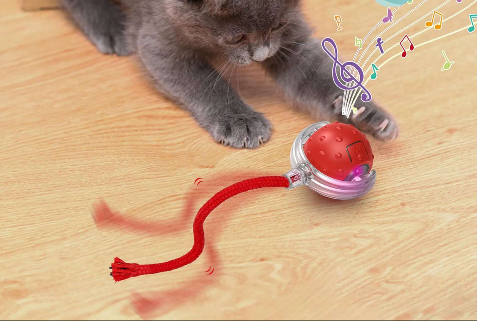 Cat Toys Cats Automatic Rotary Ball Fake Tail Interactive Toy for Cat Pet Training Imitate Mouse Tail Game Christmas Cat Toys
