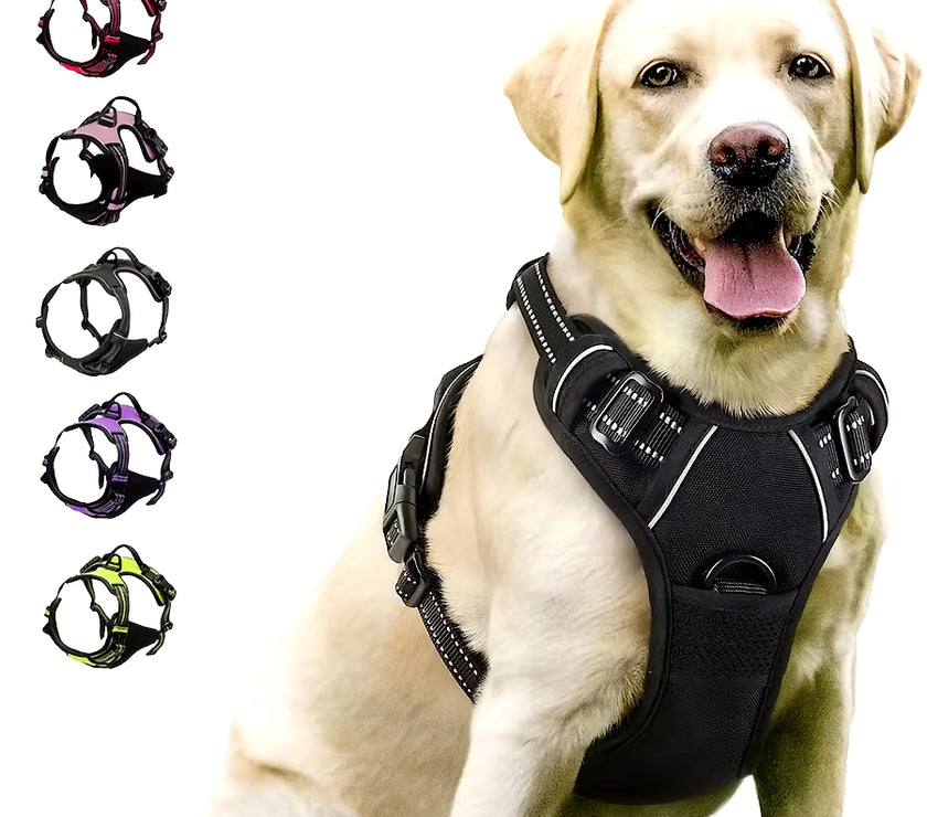 No Pull Dog Harness Front Clip Heavy Duty Reflective Easy Control Handle for Large Dog Walking