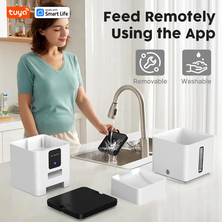 Automatic Cat Feeder with Camerawifi:33 Cups,App Control Easy Setup Cat Food Dispenser HD 1080P Video Recording Timed Pet Feeder