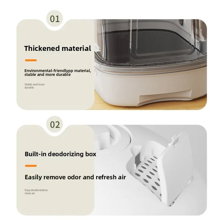 Pet Cats Large Litter Box Drawer-Type Anti-Odor Flip-Up Toilet Anti-Spatter Plastic Bedpans Cat Pet Product Cleaning Accessories