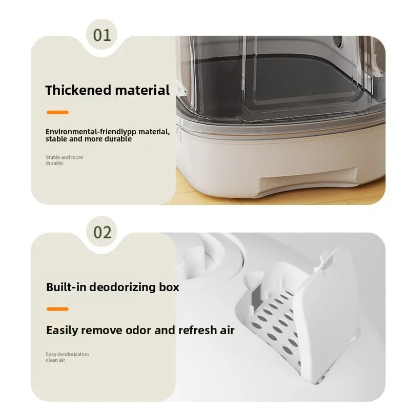 Pet Cats Large Litter Box Drawer-Type Anti-Odor Flip-Up Toilet Anti-Spatter Plastic Bedpans Cat Pet Product Cleaning Accessories