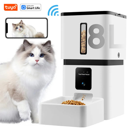 Automatic Cat Feeder with Camerawifi:33 Cups,App Control Easy Setup Cat Food Dispenser HD 1080P Video Recording Timed Pet Feeder
