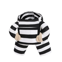 Halloween Funny Prisoner Dog Costume - Striped Prisoner Dog Cosplay Clothes Soft, Comfortable & Easy to Wear.A Cute ID Tag
