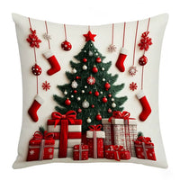 45X45Cm Linen Plush Cartoon Snowman Print Throw Pillowcase Santa Cluas Xmas Merry Christmas Decor 2025 Happy New Year 2026