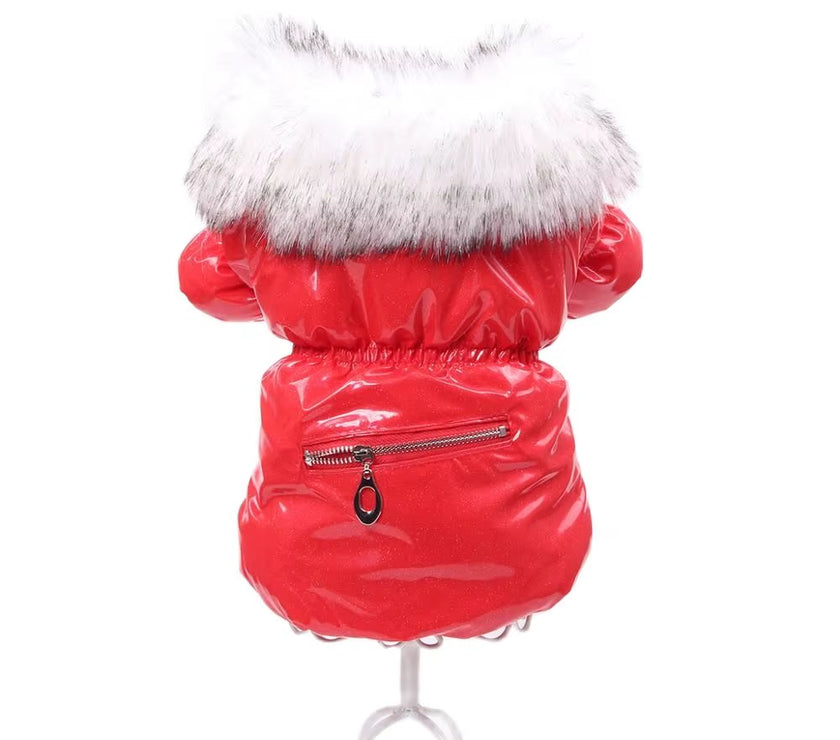 XKSRWE Dog Cat PU Leather Coat Jacket with Zipper Pocket Design Pet Puppy Dress Hoodie Winter Warm Clothes Apparel