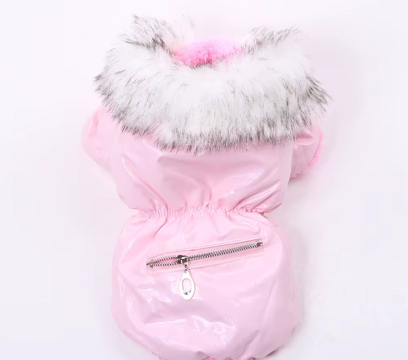 XKSRWE Dog Cat PU Leather Coat Jacket with Zipper Pocket Design Pet Puppy Dress Hoodie Winter Warm Clothes Apparel