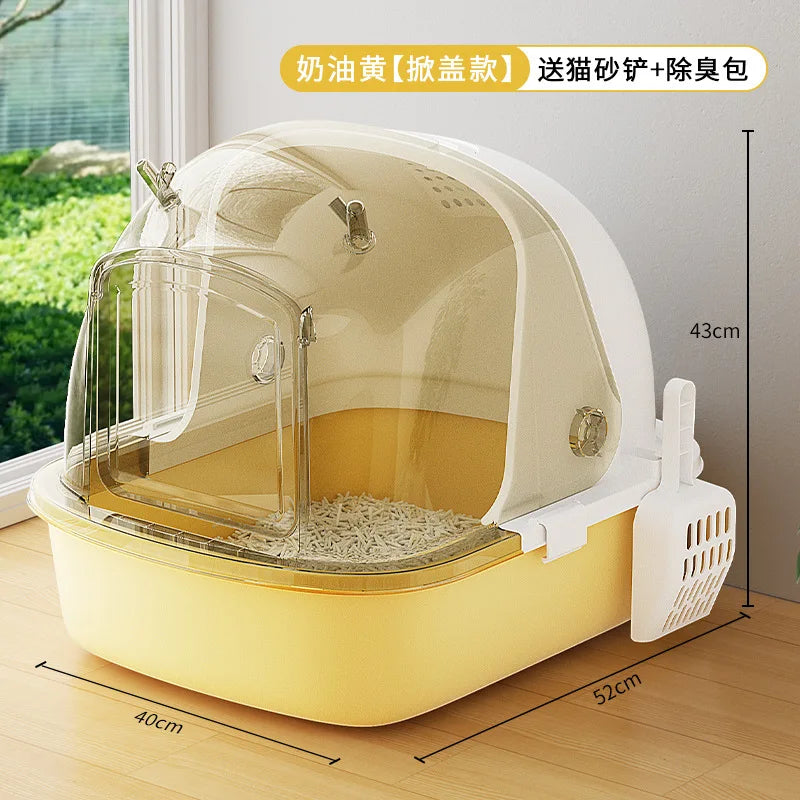 Pet Cats Large Litter Box Drawer-Type Anti-Odor Flip-Up Toilet Anti-Spatter Plastic Bedpans Cat Pet Product Cleaning Accessories