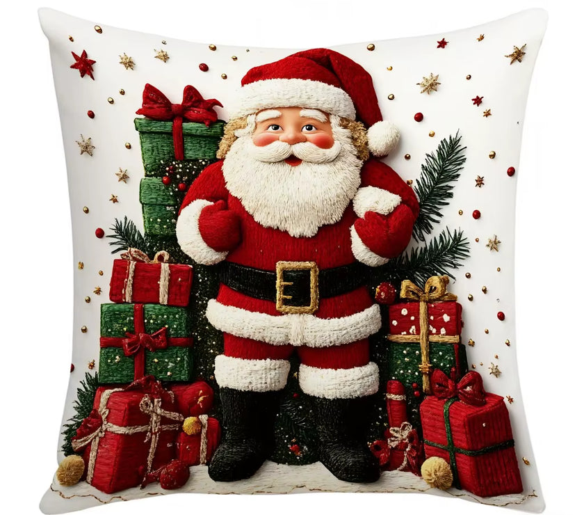 45X45Cm Linen Plush Cartoon Snowman Print Throw Pillowcase Santa Cluas Xmas Merry Christmas Decor 2025 Happy New Year 2026