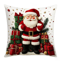 45X45Cm Linen Plush Cartoon Snowman Print Throw Pillowcase Santa Cluas Xmas Merry Christmas Decor 2025 Happy New Year 2026