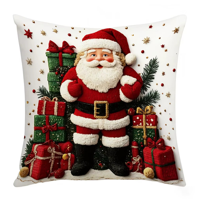 45X45Cm Linen Plush Cartoon Snowman Print Throw Pillowcase Santa Cluas Xmas Merry Christmas Decor 2025 Happy New Year 2026