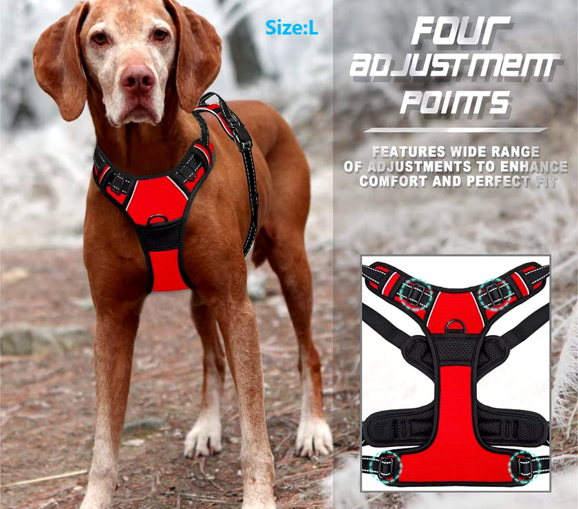 No Pull Dog Harness Front Clip Heavy Duty Reflective Easy Control Handle for Large Dog Walking