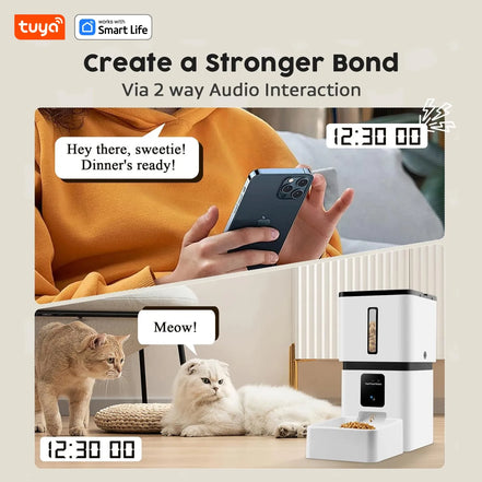 Automatic Cat Feeder with Camerawifi:33 Cups,App Control Easy Setup Cat Food Dispenser HD 1080P Video Recording Timed Pet Feeder