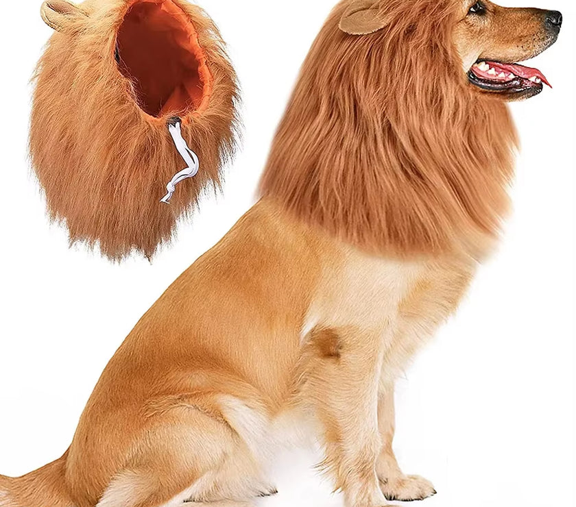 Cute Pet Dog Cosplay Clothes Lion Mane for Dog Costumes Realistic Lion Wig for Medium to Large Dogs with Ear Pet Accessories