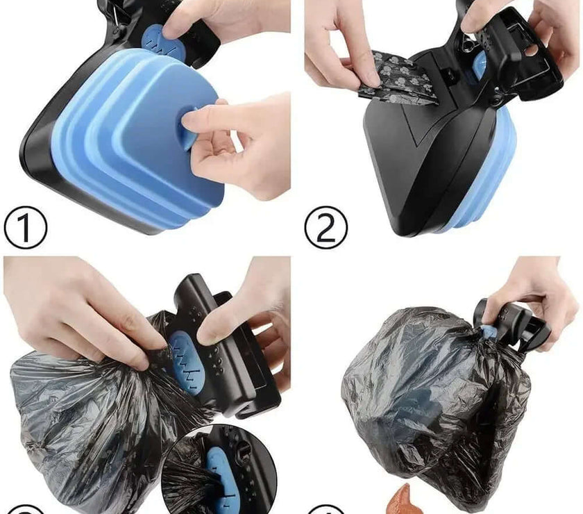 Foldable Pet Shovel with 1 Roll Decomposable Bags for Dog, Pet Collector, Clean Pick Up, Excreta Cleaner, Pet Product