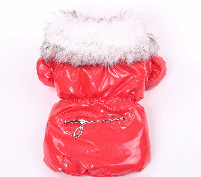 XKSRWE Dog Cat PU Leather Coat Jacket with Zipper Pocket Design Pet Puppy Dress Hoodie Winter Warm Clothes Apparel