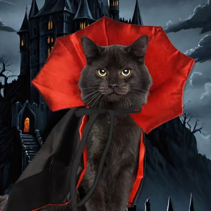 Pet Halloween Costume Vampire Cape with Bat Wings Adjustable Outfit for Puppy Kitten Cat Dog Party Decoration Gift