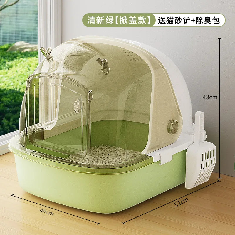 Pet Cats Large Litter Box Drawer-Type Anti-Odor Flip-Up Toilet Anti-Spatter Plastic Bedpans Cat Pet Product Cleaning Accessories