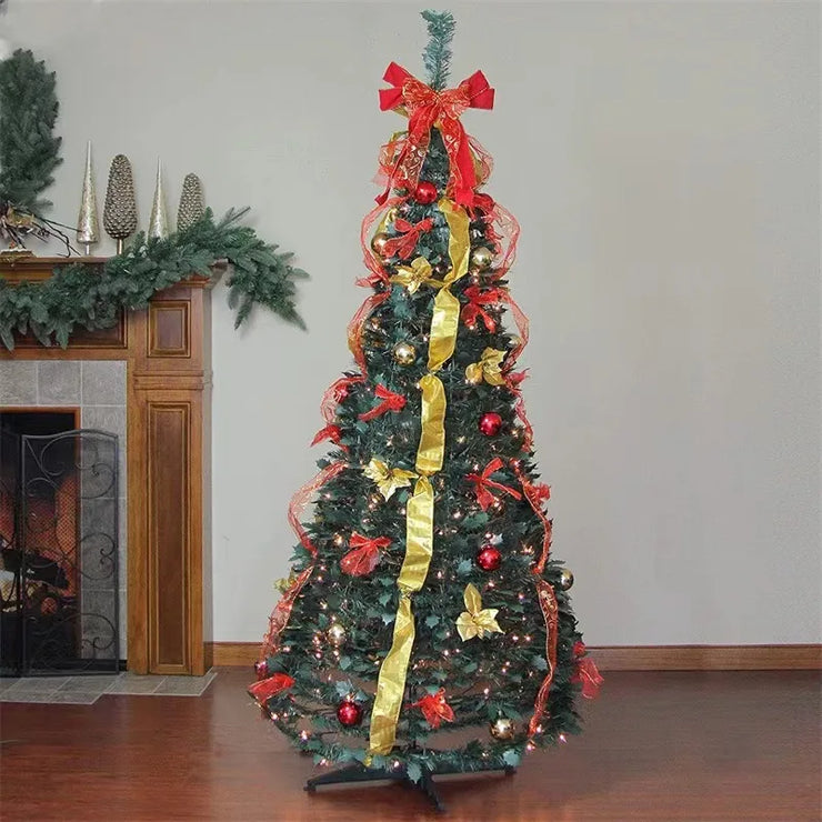 Retractable Christmas Tree Decorative Folding PVC Artificial Christmas Tree for Living Room Shopping Mall Hotel - Christmas Gift