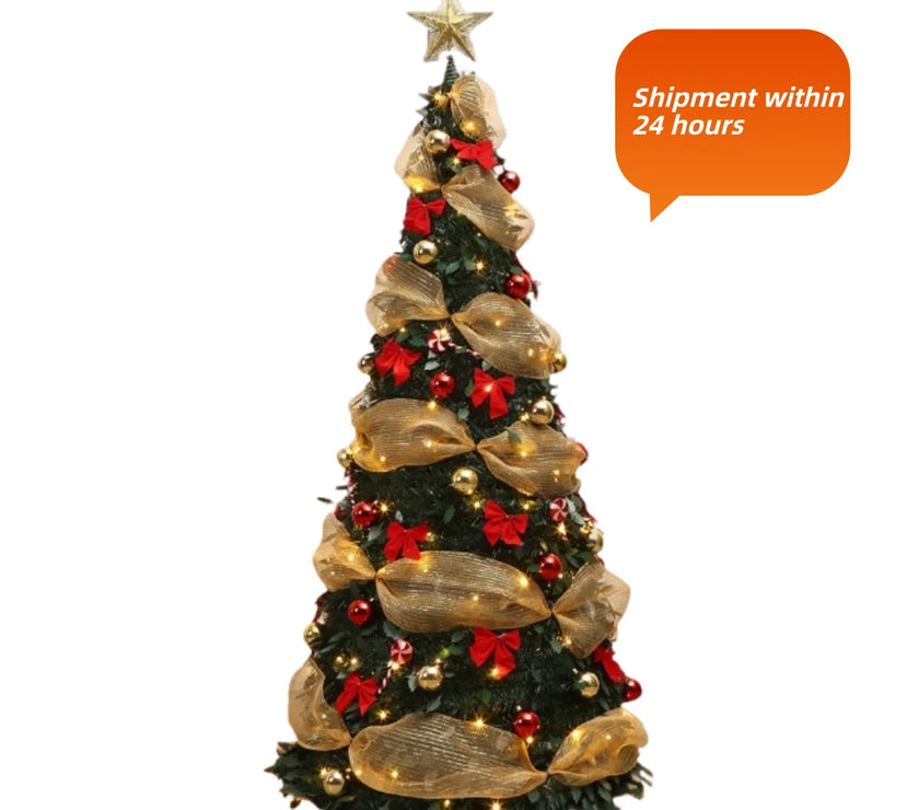 Retractable Christmas Tree Decorative Folding PVC Artificial Christmas Tree for Living Room Shopping Mall Hotel - Christmas Gift