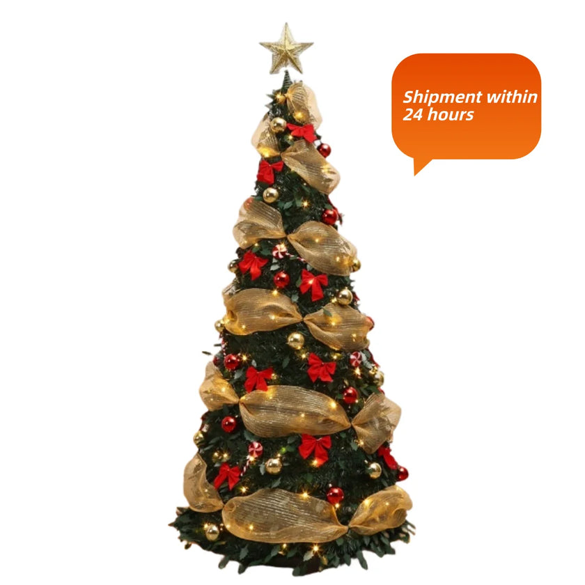 Retractable Christmas Tree Decorative Folding PVC Artificial Christmas Tree for Living Room Shopping Mall Hotel - Christmas Gift