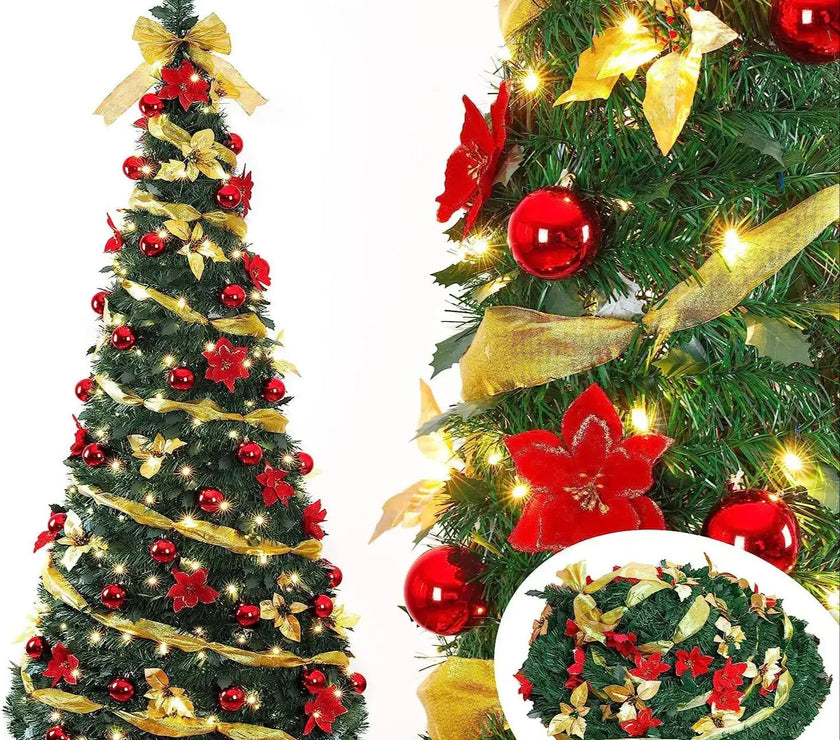 Retractable Christmas Tree Decorative Folding PVC Artificial Christmas Tree for Living Room Shopping Mall Hotel - Christmas Gift