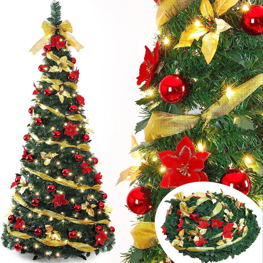 Retractable Christmas Tree Decorative Folding PVC Artificial Christmas Tree for Living Room Shopping Mall Hotel - Christmas Gift