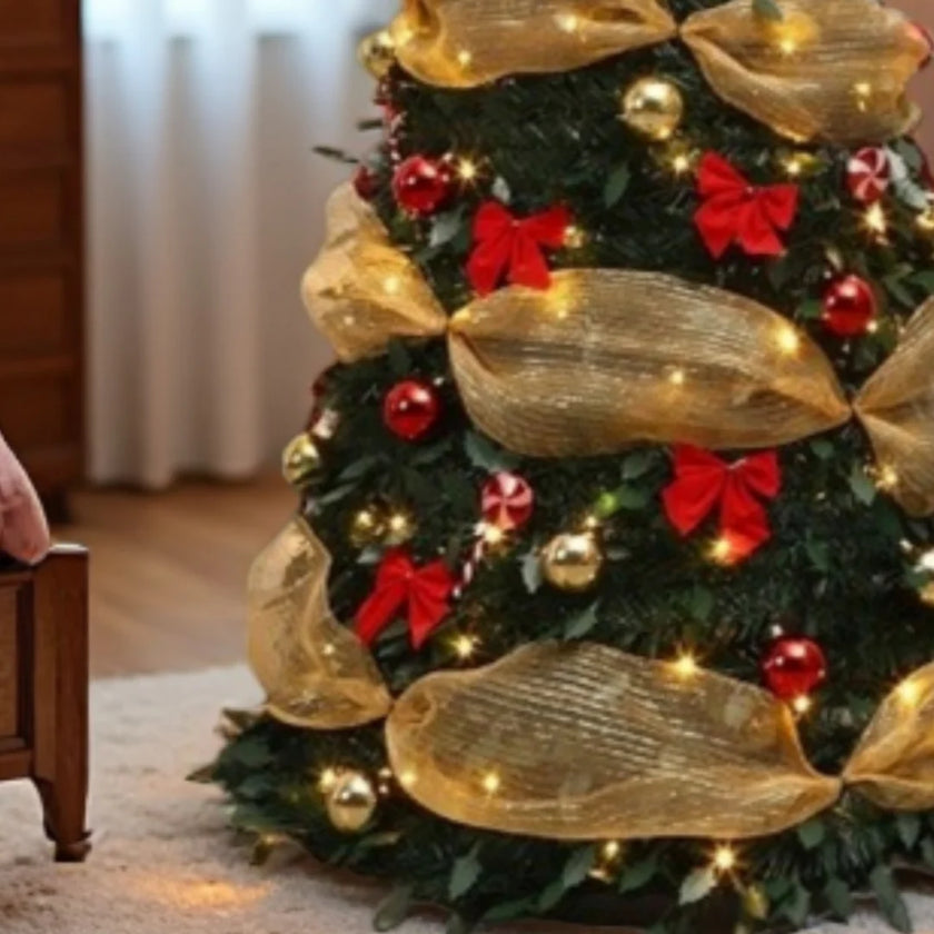 Retractable Christmas Tree Decorative Folding PVC Artificial Christmas Tree for Living Room Shopping Mall Hotel - Christmas Gift