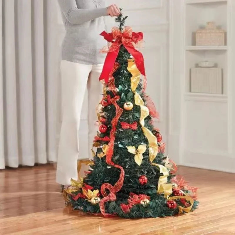 Retractable Christmas Tree Decorative Folding PVC Artificial Christmas Tree for Living Room Shopping Mall Hotel - Christmas Gift