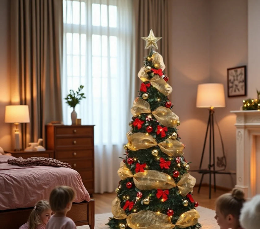 Retractable Christmas Tree Decorative Folding PVC Artificial Christmas Tree for Living Room Shopping Mall Hotel - Christmas Gift