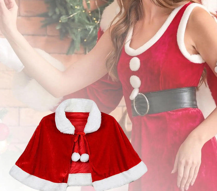 Enchanting Red Velvet Cape Costume for Adults and Kids - Perfect for Christmas and Carnival Celebrations