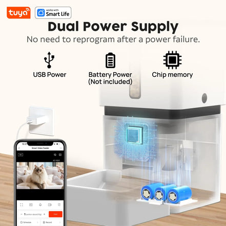 Automatic Cat Feeder with Camerawifi:33 Cups,App Control Easy Setup Cat Food Dispenser HD 1080P Video Recording Timed Pet Feeder
