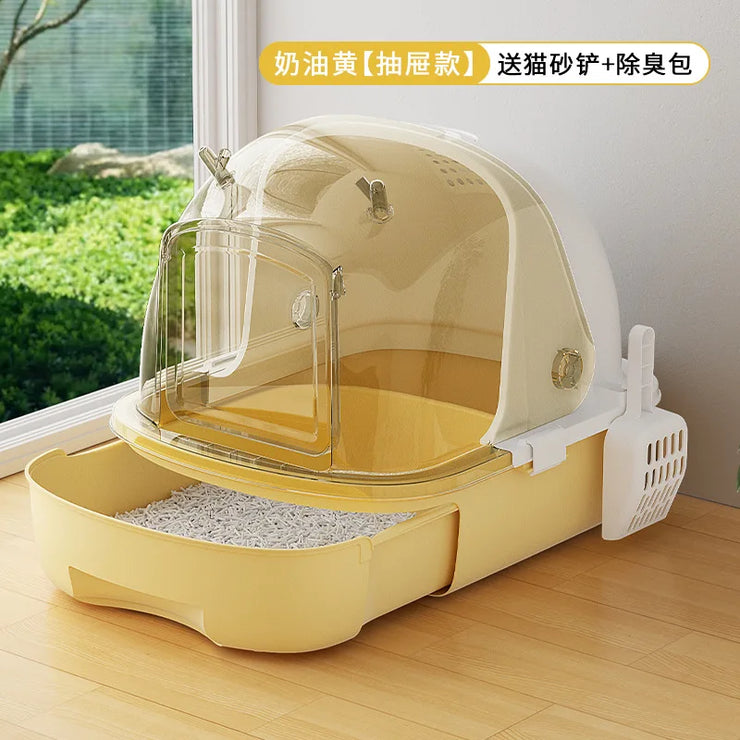 Pet Cats Large Litter Box Drawer-Type Anti-Odor Flip-Up Toilet Anti-Spatter Plastic Bedpans Cat Pet Product Cleaning Accessories