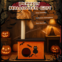 Halloween Cat Tree, Cat Tower Cat Tree For Indoor Cats With Spacious Cat Condo, Large Platform, Sisal Scratching Post, Orange & Black