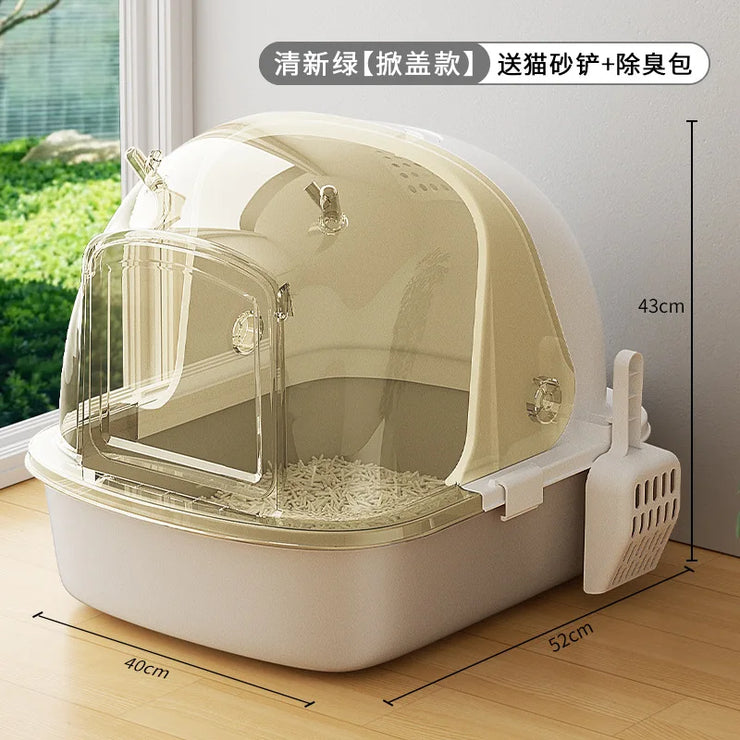 Pet Cats Large Litter Box Drawer-Type Anti-Odor Flip-Up Toilet Anti-Spatter Plastic Bedpans Cat Pet Product Cleaning Accessories