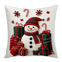 45X45Cm Linen Plush Cartoon Snowman Print Throw Pillowcase Santa Cluas Xmas Merry Christmas Decor 2025 Happy New Year 2026