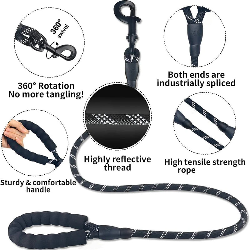 300Cm Nylon Reflective Pet Tractionrope Small Medium-Sizedmulti-Color Circular Tractionrope Comfort Handle Dog Leash Pet Product