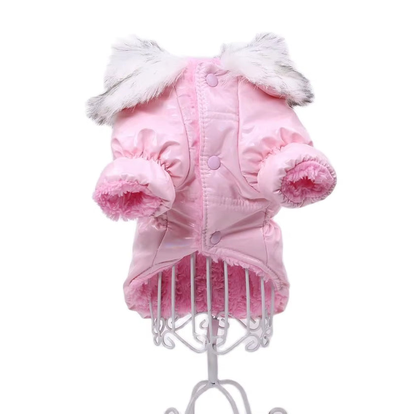 XKSRWE Dog Cat PU Leather Coat Jacket with Zipper Pocket Design Pet Puppy Dress Hoodie Winter Warm Clothes Apparel