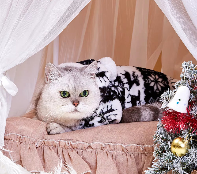 Dog Pajamas Warm Christmas Dog Coat Fleece Thermal Dog Clothes Winter Puppy Jumpsuits Overalls for Small Medium Dogs Cat Apparel